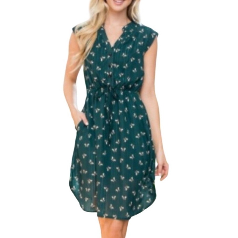 L.A. Soul Olive Green Bee Print Dress‎ Short Whimsigoth Cottagecore Fairycore 3X